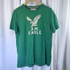 American Eagle Shirt Mens Green  A.E. Eagle Graphic Y2K EUC